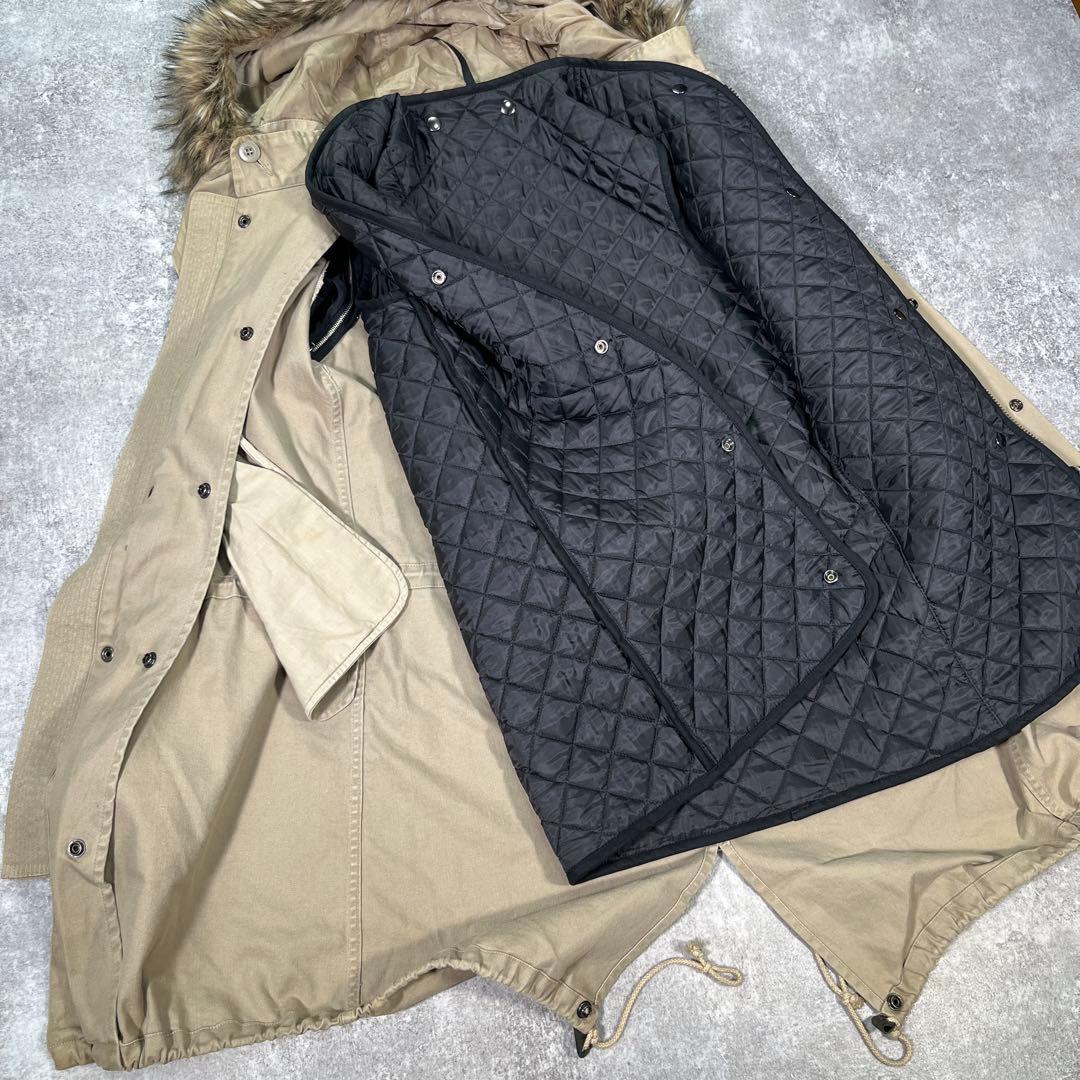 ▽クリスチャンダダ モッズコート レザー切替 M ライナー ファー Y2K