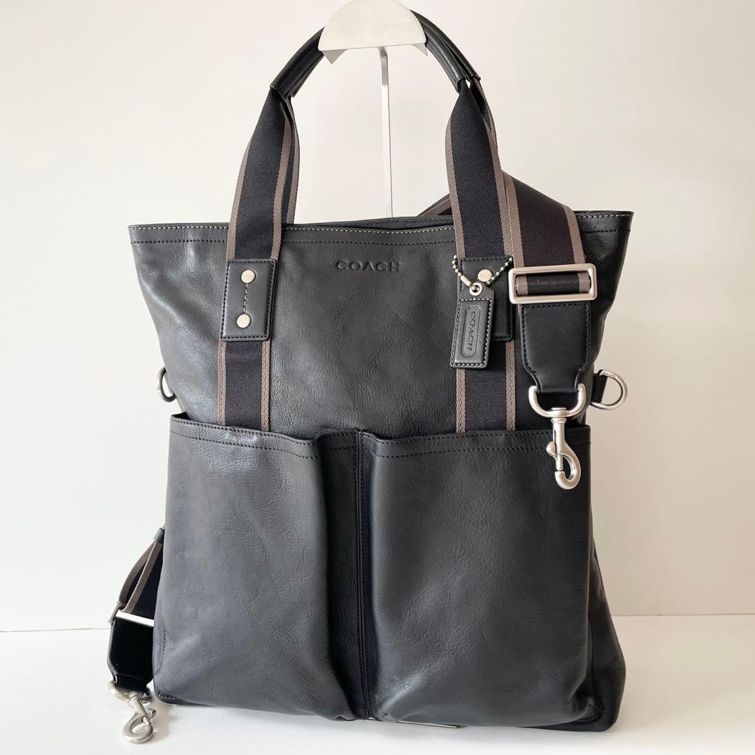 【極美品】COACH メンズ 2wayビジネスバッグ ヘリテージ 黒 極美品✨コーチ 2way ビジネスバッグ F70094 ブラック オールレザー