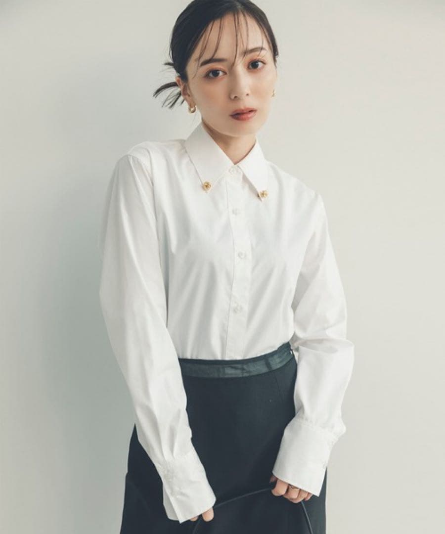 anuans アクセディティールシャツ　ホワイト アクセディティールシャツ（シャツ/ブラウス）｜anuans（アニュアンス