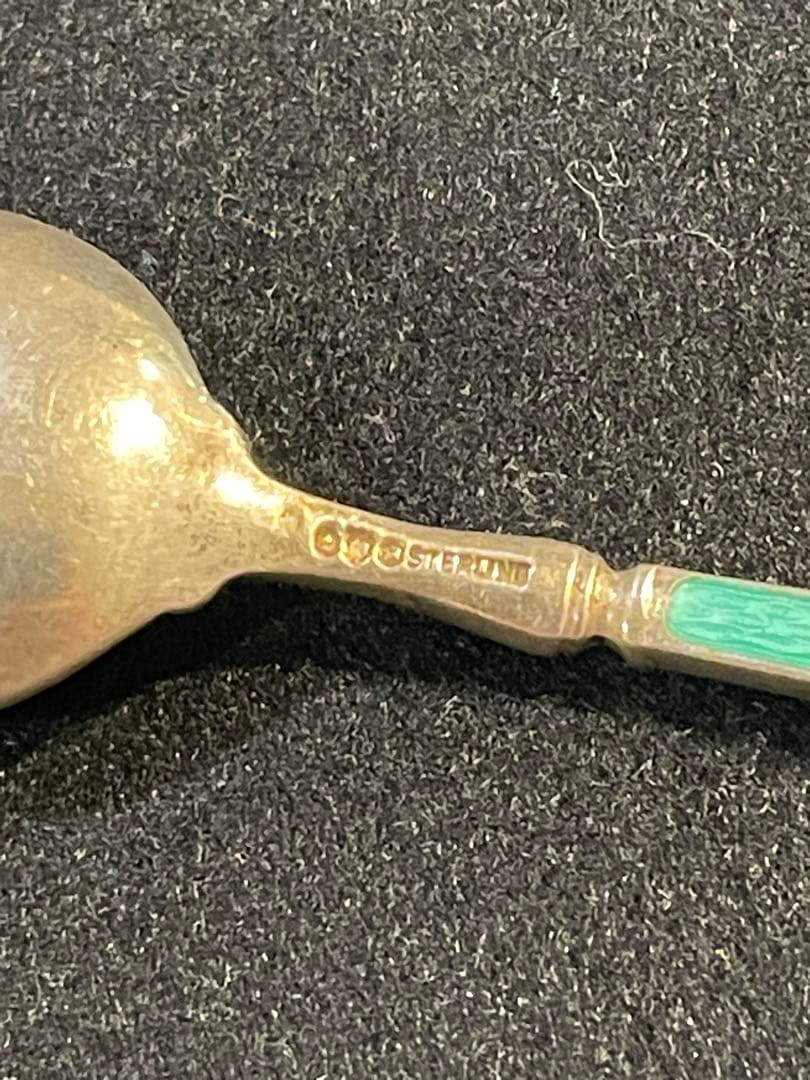 デヴィット アンデルセン スプーン シルバー 純銀 グリーン 七宝焼