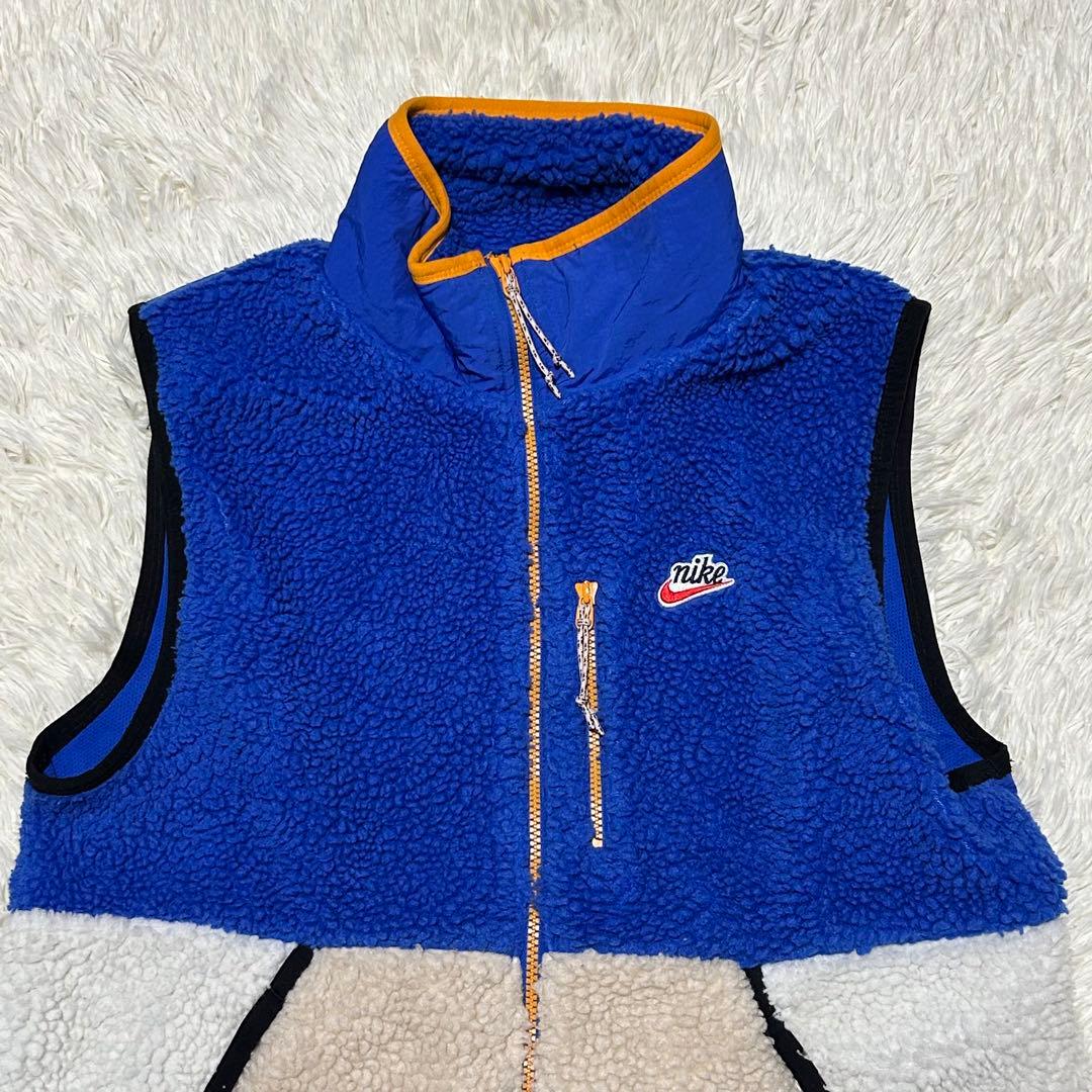 NIKEナイキ ボアベスト ブルー フリースベスト ポケットファスナー
