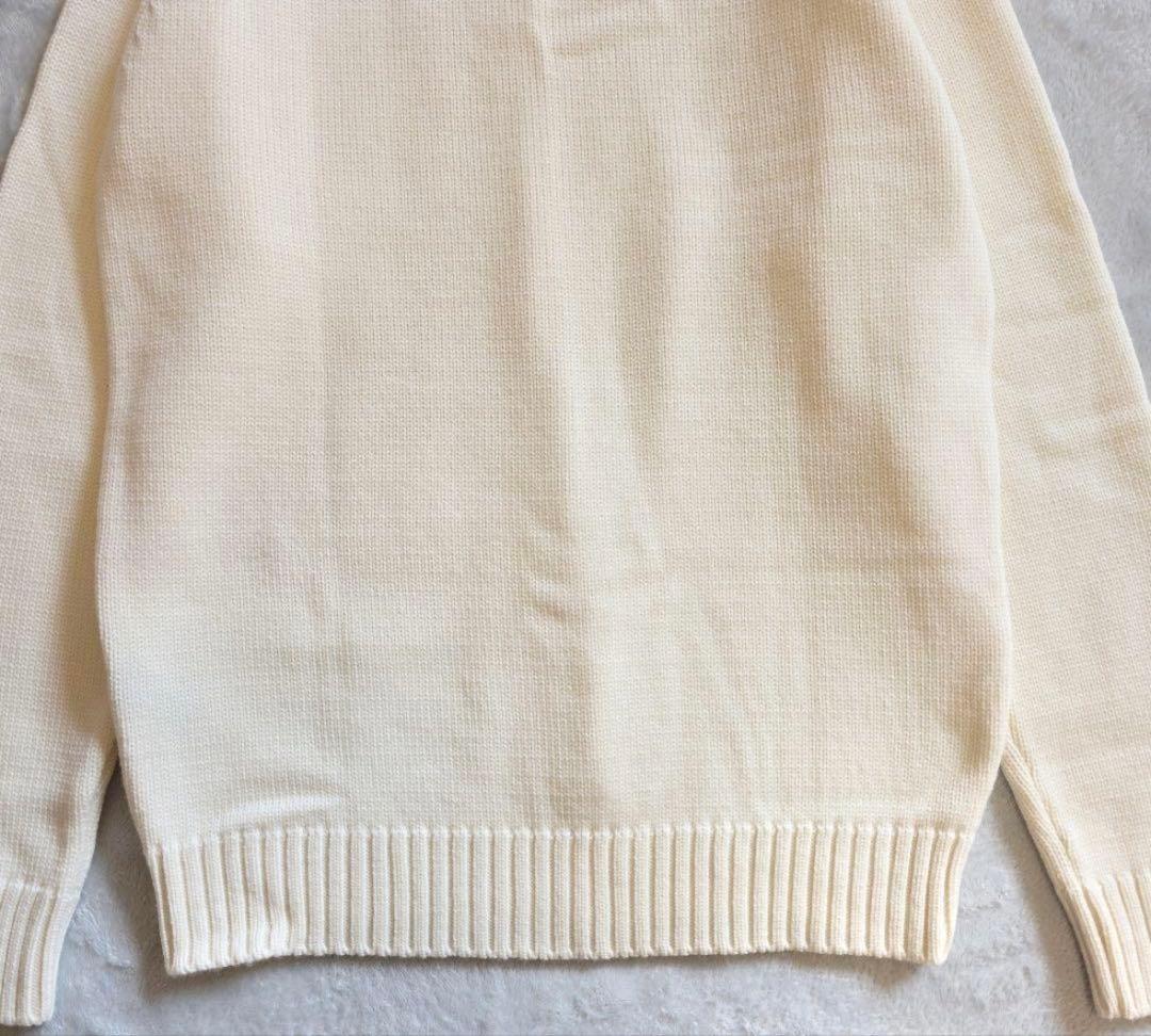 美品 ZANONE ラグランスリーブ アイボリー セーター 50 クルーネック