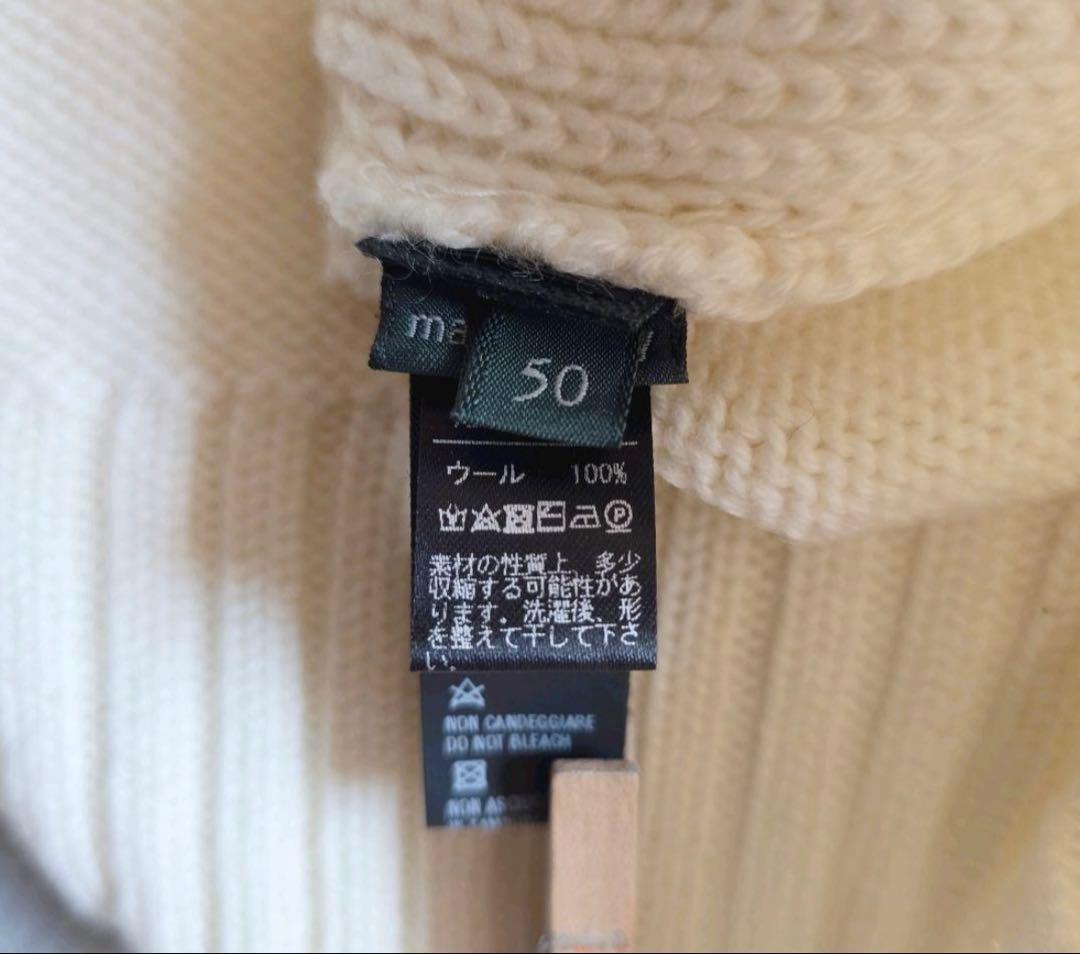 美品 ZANONE ラグランスリーブ アイボリー セーター 50 クルーネック