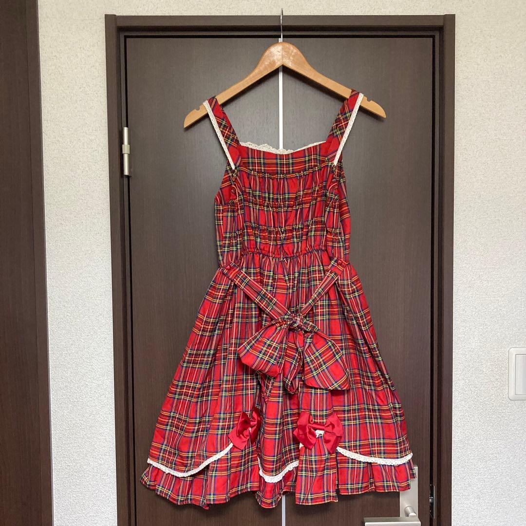 BABY,THE STARS SHINE BRIGHT 赤タータンチェックJSK - メルカリ