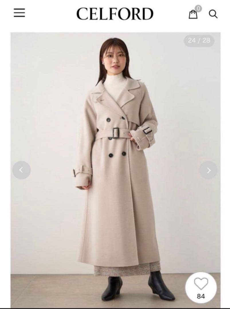 新品未着用タグ付】CELFORD セルフォード ウール混リバートレンチ