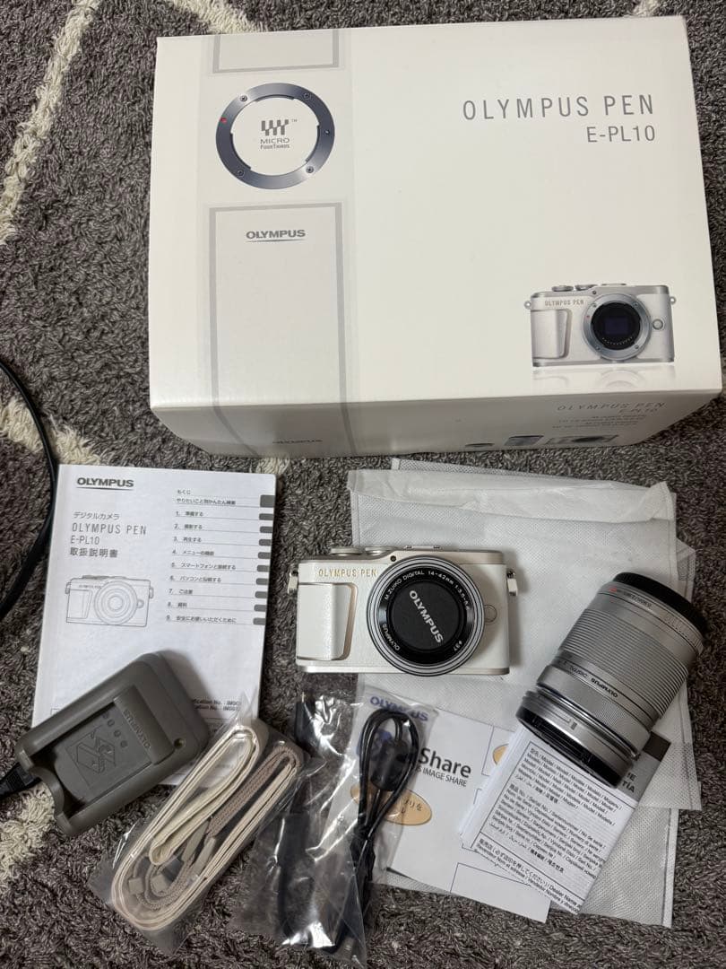 美品⭐︎ミラーレス一眼 OLYMPUS PEN E-PL10 ホワイト PEN E-PL10 ミラーレス一眼カメラ 14-42mm EZ レンズキット ホワイト