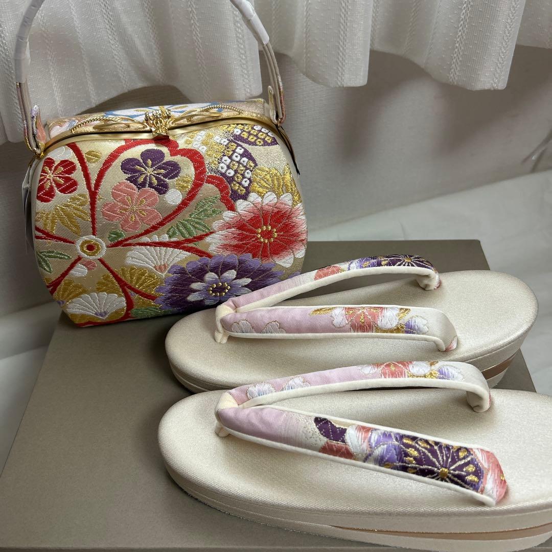 きょうこ様専用No.38 和装 草履、バッグセット 正絹 帯地 新品未使用