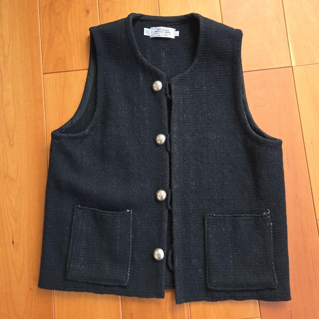 Trujillo's トルフィリオス　チマヨ　ベスト L　黒　無地 トルフィリオス( TRUJILLO'S WEAVING SHOP ) Encinitas別注 卍 CHIMAYO