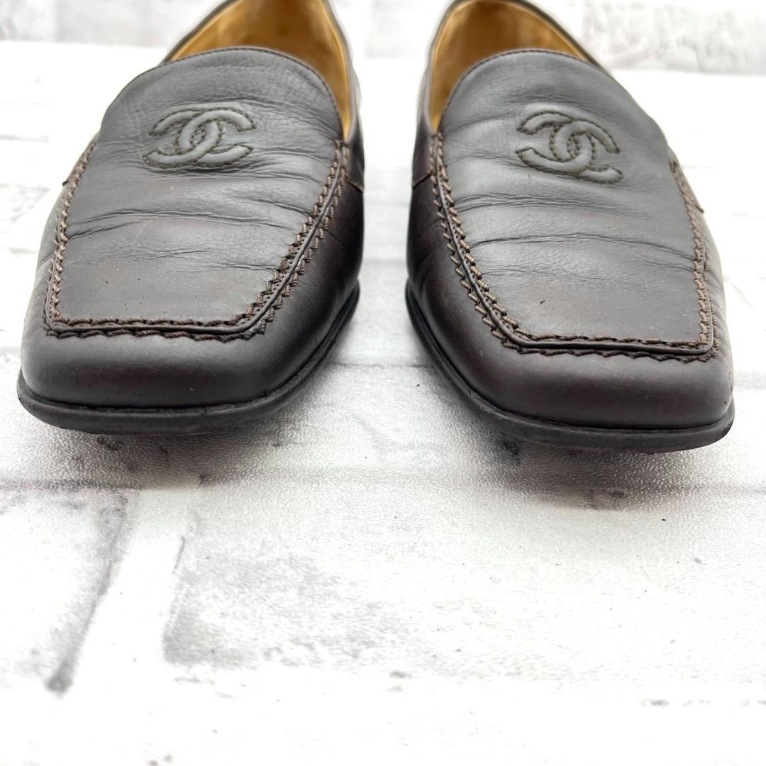 美品 シャネル パンプス ココマーク ロゴ金具 ブラック 23.5cm