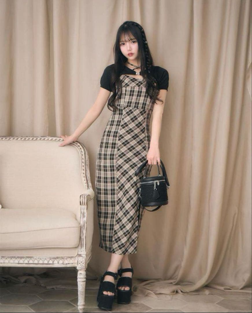 ミシェルマカロン アンサンブルチェックワンピース - メルカリ