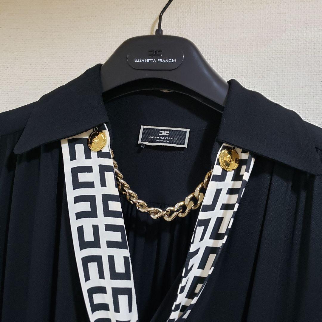 エリザベッタフランキ ワンピース シュミーズドレス スカーフ ボウタイ