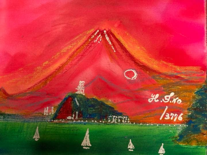 幻想絵画、空飛ぶ画家糸川裕志の富士山曼荼羅図、油絵、ペイント 空飛ぶ画家、糸川裕志の富士山曼荼羅図 富士山曼荼羅図、空飛ぶ画家