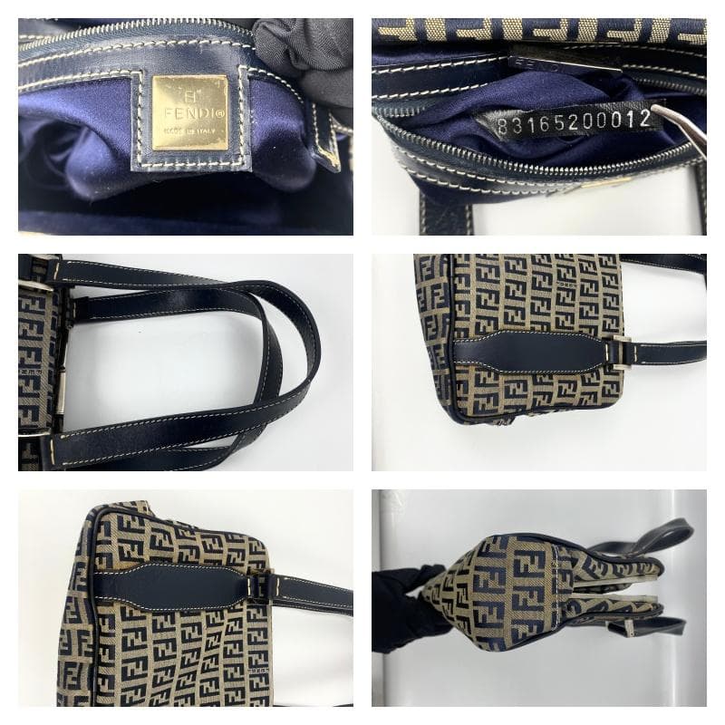 FENDI ズッキーニ ネイビー がま口 ハンドバッグ ミニバッグ マンマ