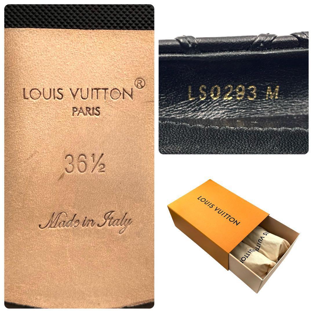 《未使用級》ルイヴィトン フラット リボン パンプス レザー 黒系 36 1/2