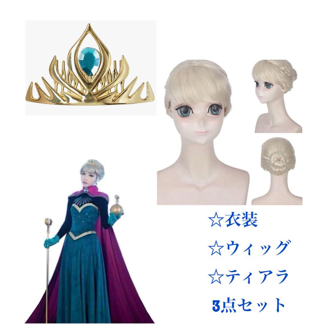 ディズニー エルサドレス 大人用 戴冠式 ウィッグ ティアラ セット