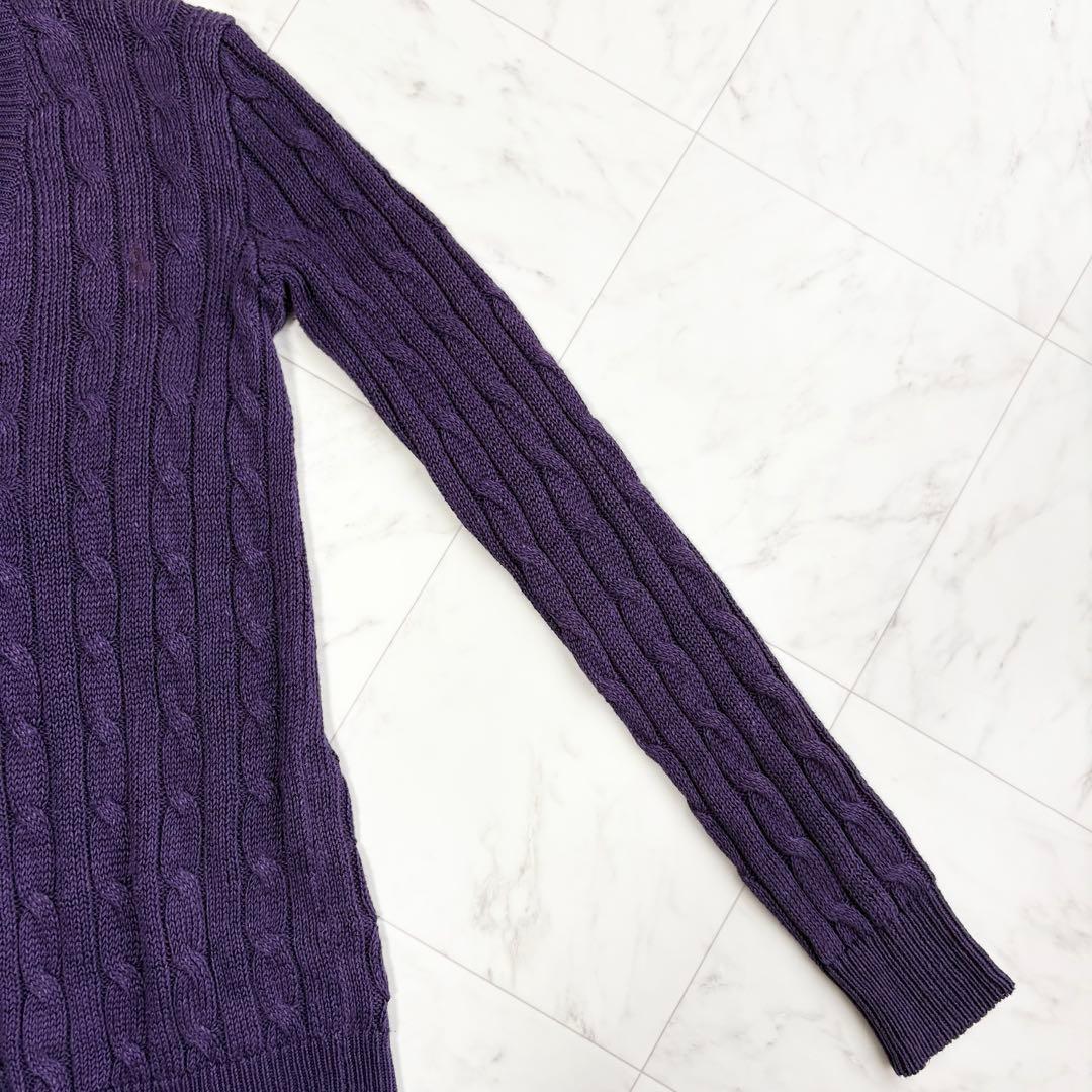 希少【ラルフローレン】ケーブルニット リネン100% Vネック ポニーロゴ