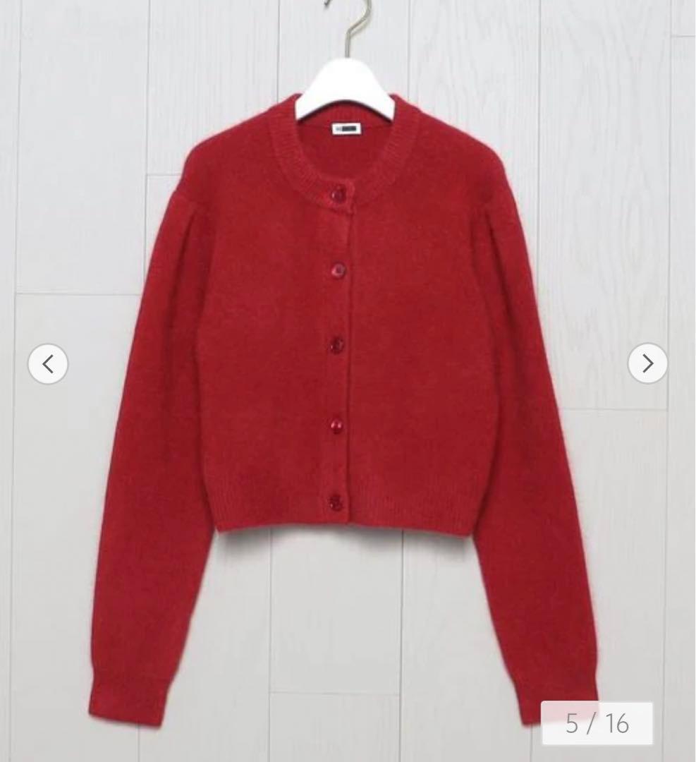 H beauty&youth クロップド ニット カーディガン 赤 カシミヤ - メルカリ