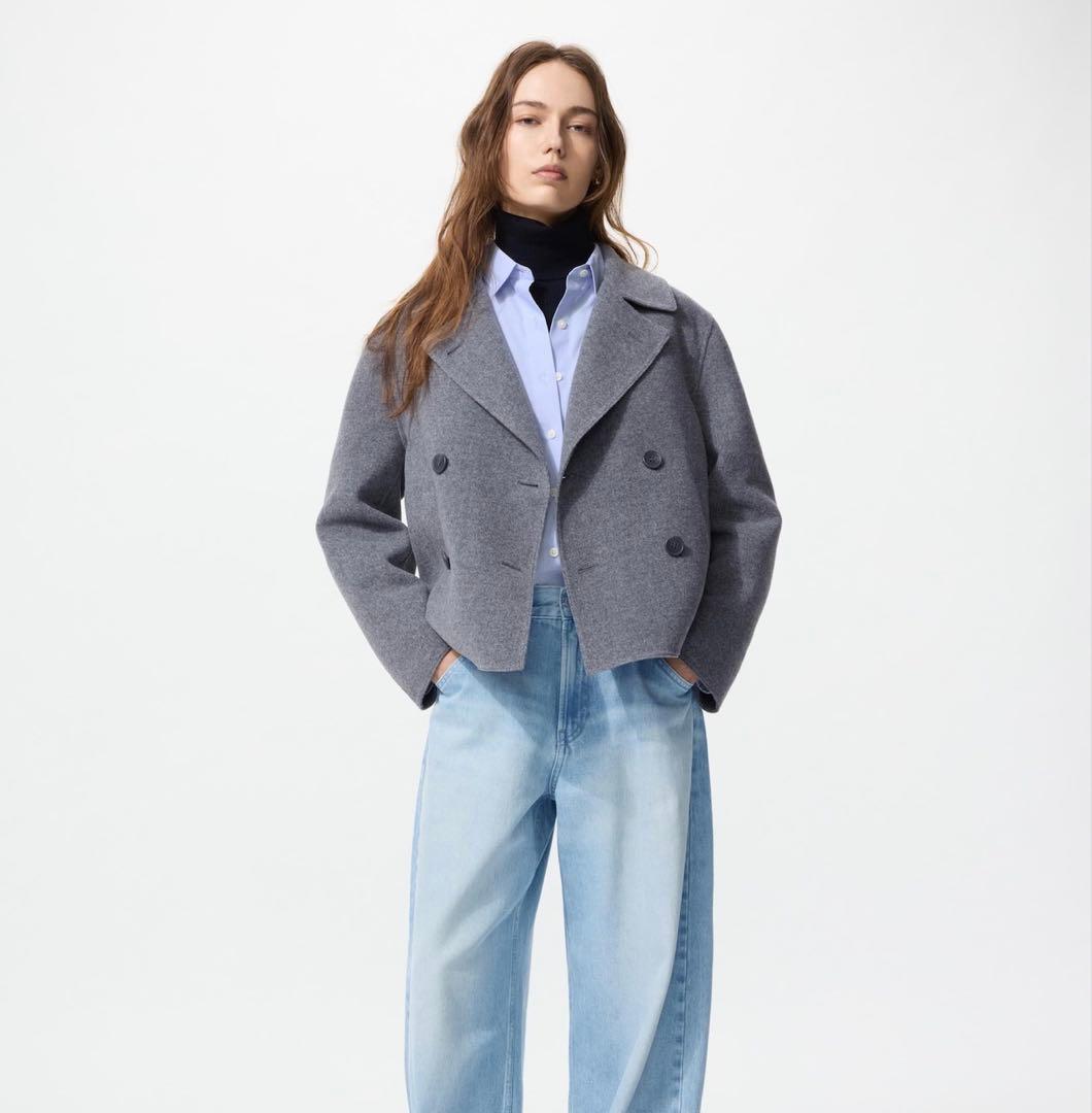 ユニクロ ダブルフェイスショートコートリラックスフィット XL - メルカリ