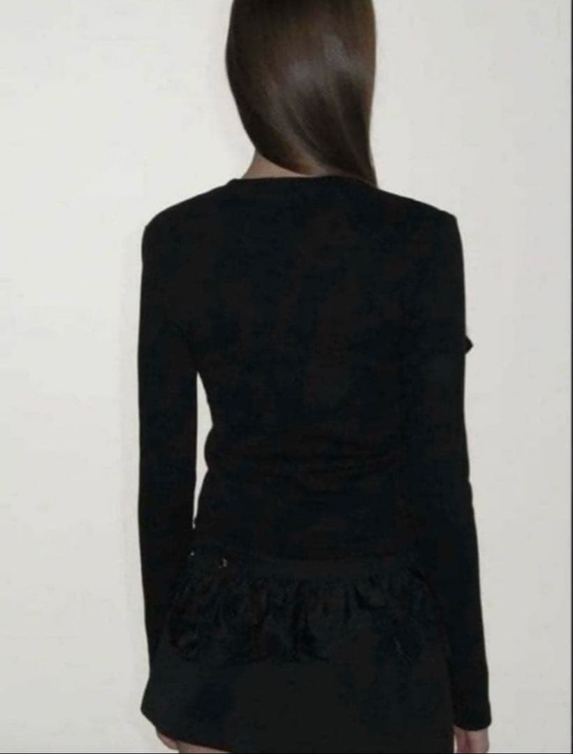 2/6まで値下げ 新品 crank リボンニットカーディガン 黒 - メルカリ