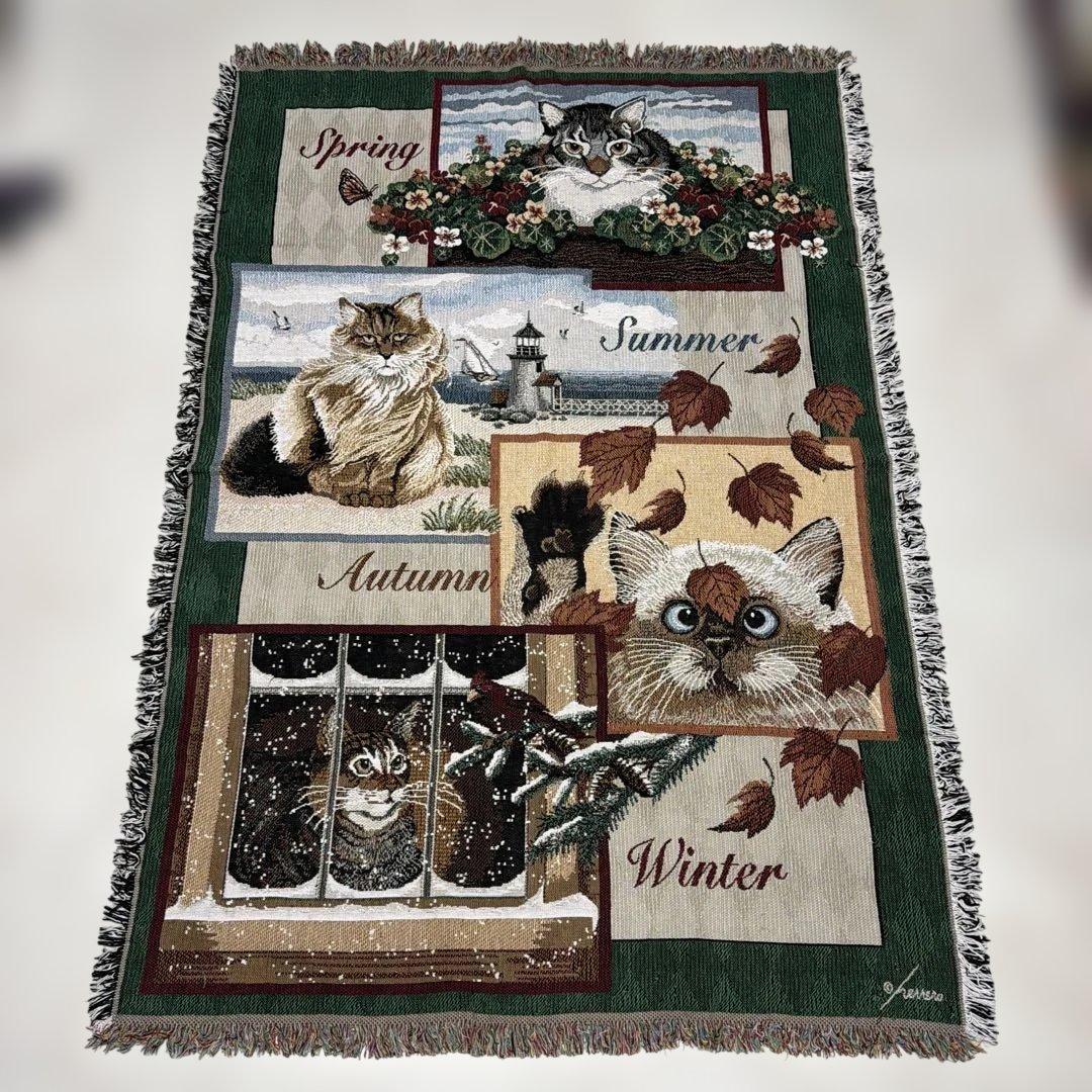 四季 猫 マルチカバー ソファカバー ヴィンテージラグ 171x118 - メルカリ