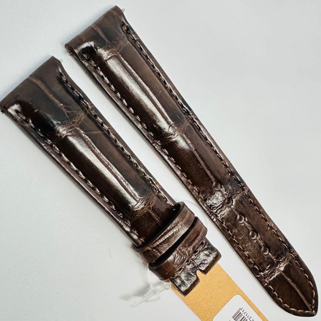 2092#19mm-16mmダークブラウン☆本物クロコダイルベルト☆スイス製