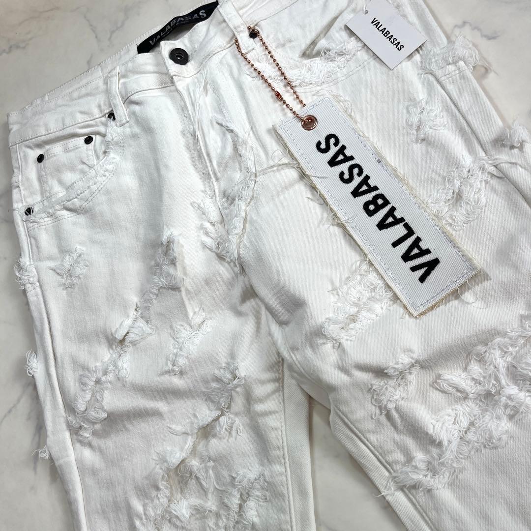 valabasas バラバサス クラッシュスキニーフレアデニム ホワイト 30