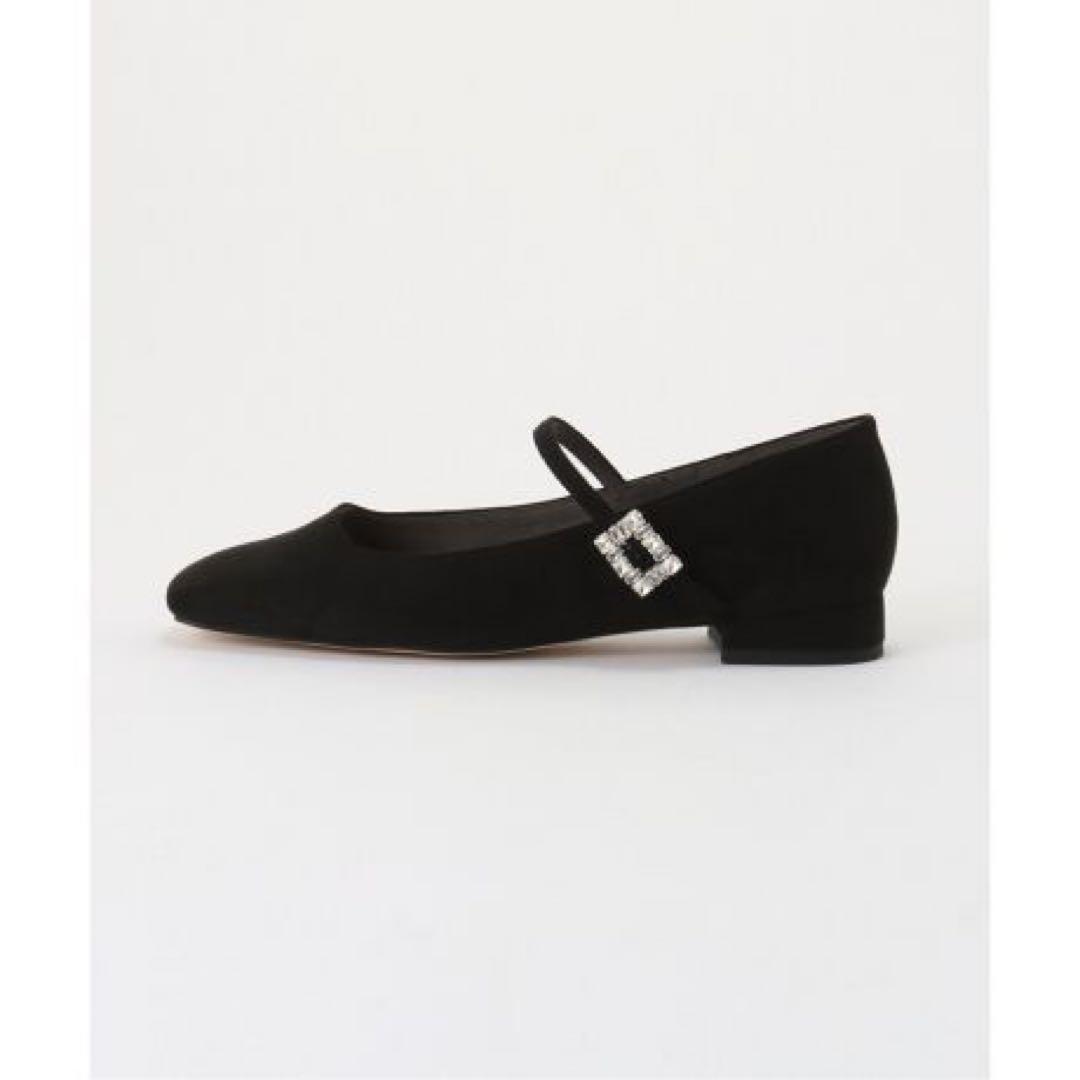 ルタロン スクエアビジューベルト メリージェーン 24.5cm 黒 ブラック