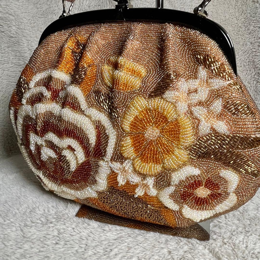 ヴィンテージ ビーズバッグ 総ビーズ ビーズ刺繍 レトロビーズ刺繍の