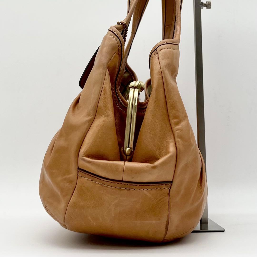 COACH エルゴ プリーテッド フレーム サッチェル がま口 レザー