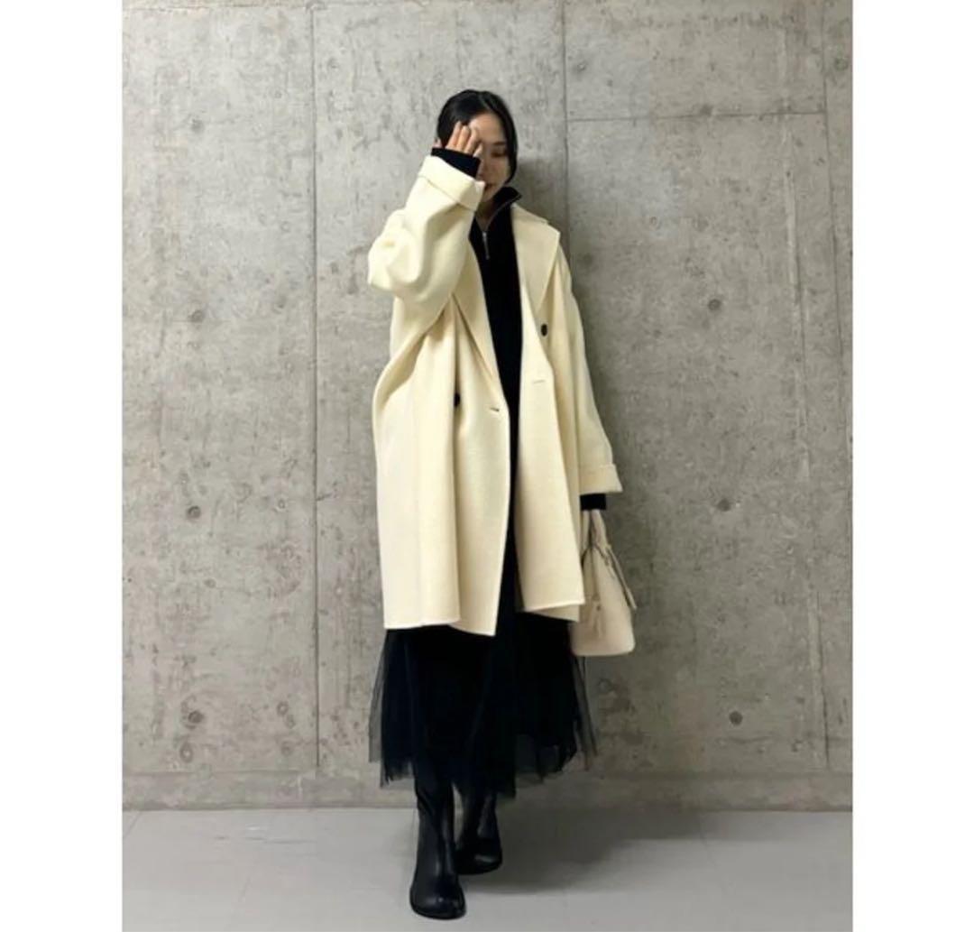 新品タグ付】ミラオーウェン/ワイドシルエットダブルブレストコート