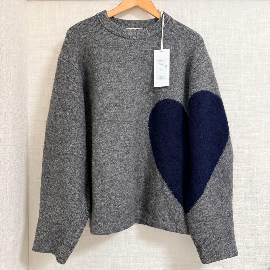 nknit ンニット♡pattern ハートパターンニット グレー ネイビー 0