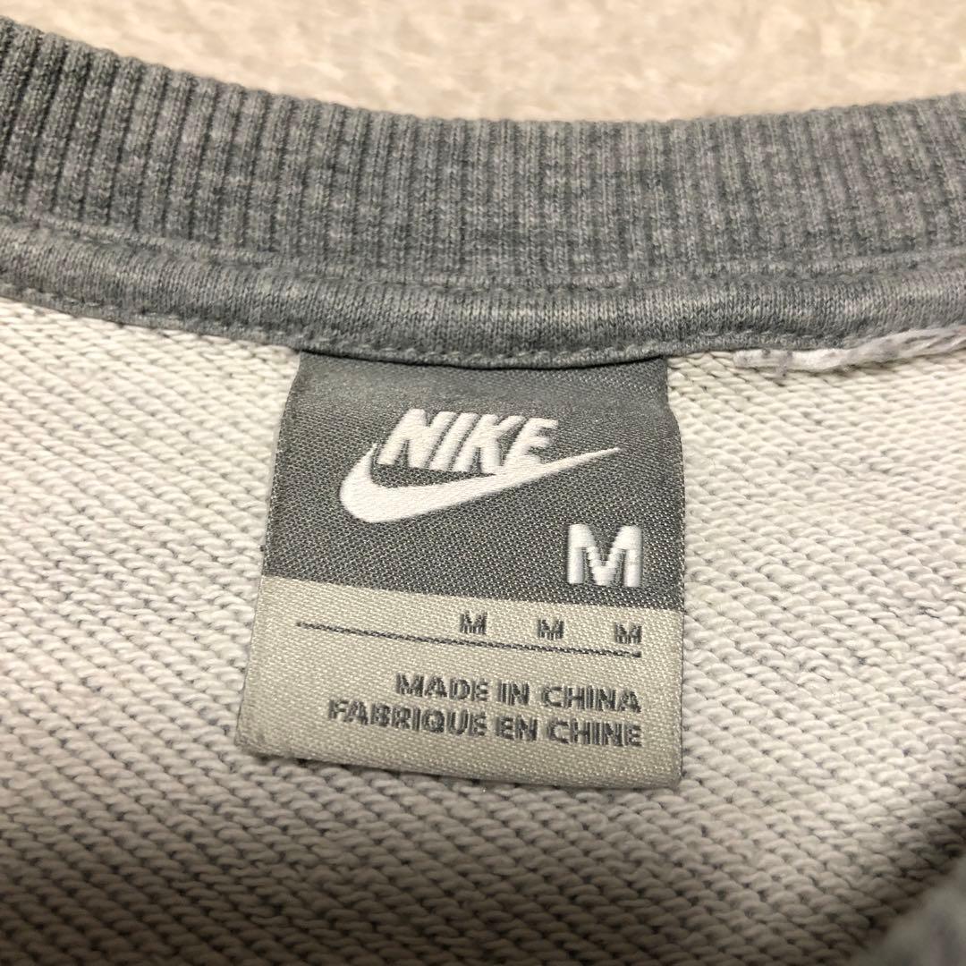 00s NIKE スウェット 銀タグ スウォッシュ刺繍ロゴ 古着女子 グレー M