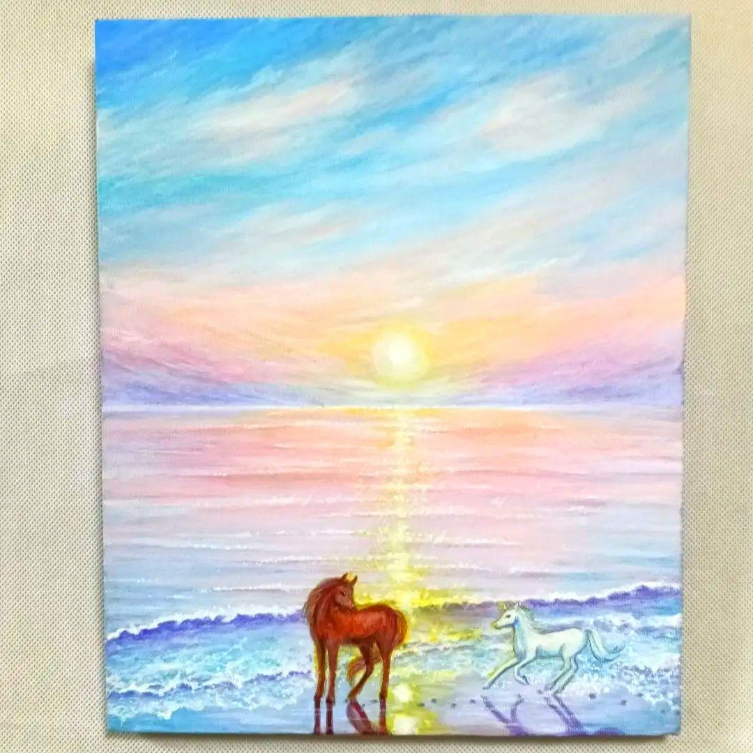 No.560 F3 浜辺の馬 アクリル画 原画 干支 午年 開運絵画 - メルカリ