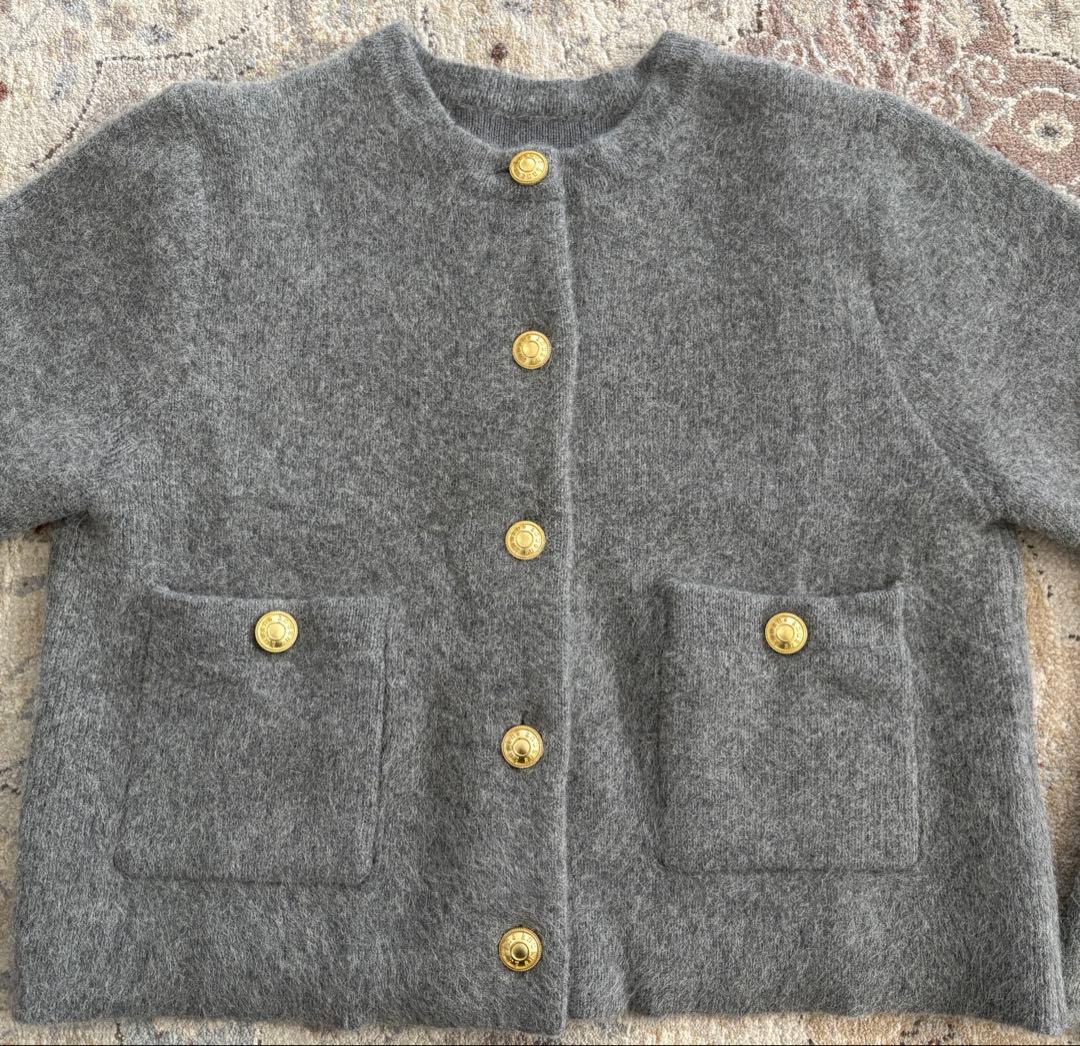 anuans ラクーンブレンド ノーカラーニットジャケット - メルカリ