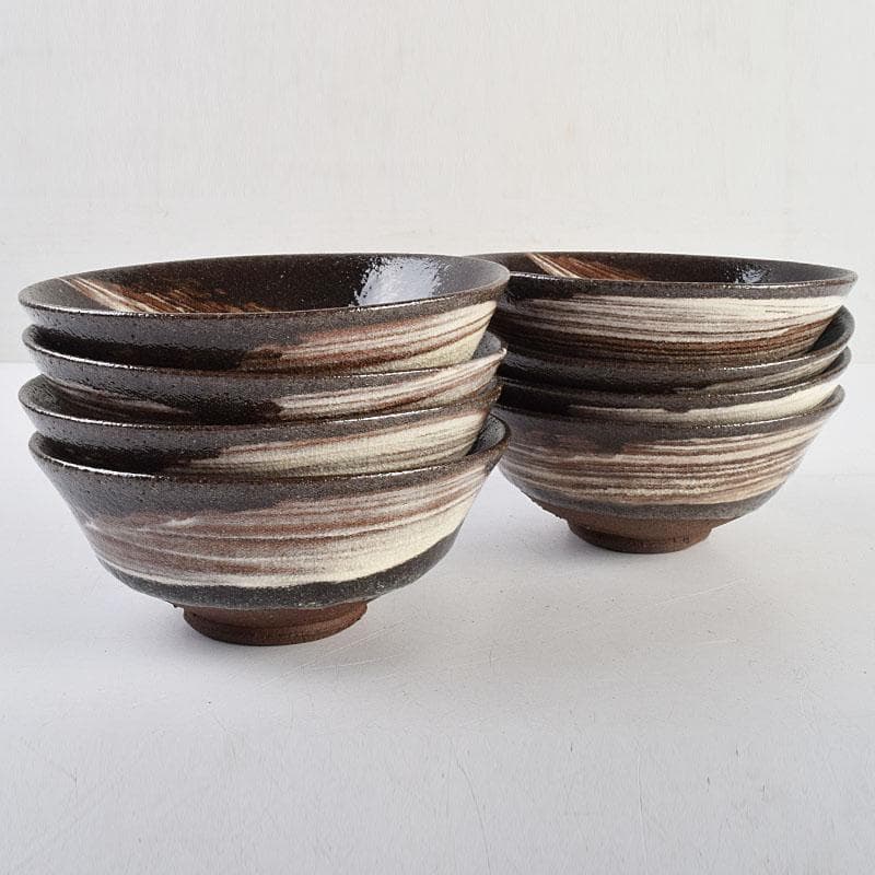 茶道具 兎月窯 杉浦芳樹 刷毛目 数茶碗 八客 時代箱付 V