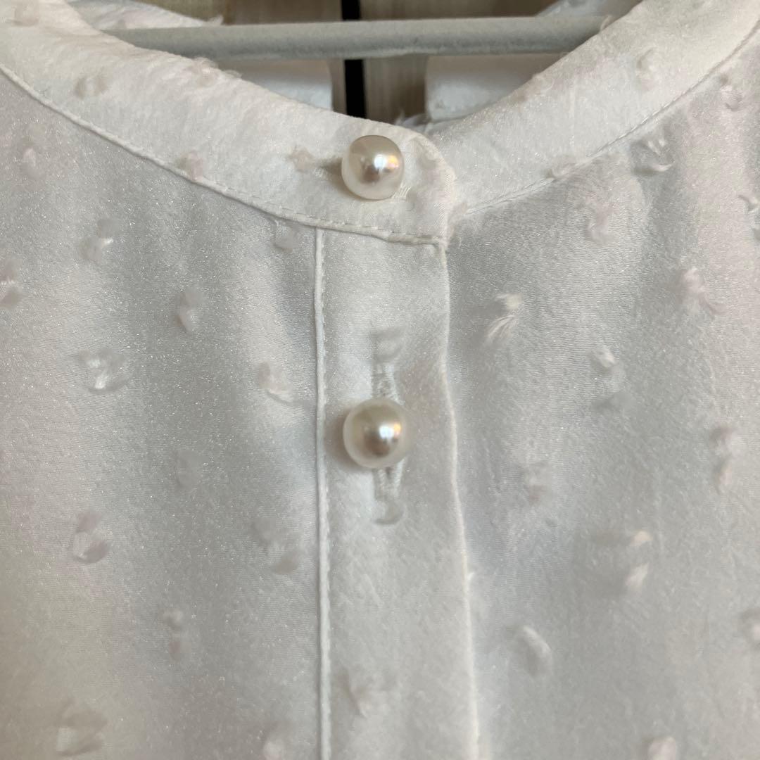 SONO ソーノ プチリボンジャカード 2WAYシアーブラウス ホワイト