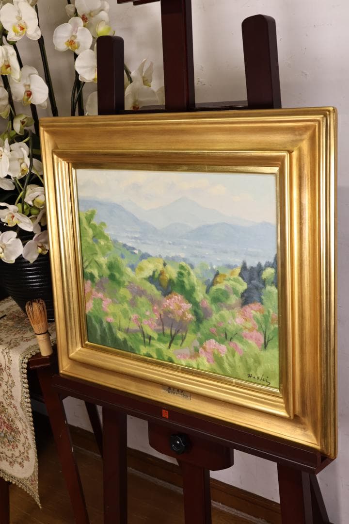 石川直様専用 橋本博英 「 八重桜咲く 」 油彩F6号 青木画廊 BJ235