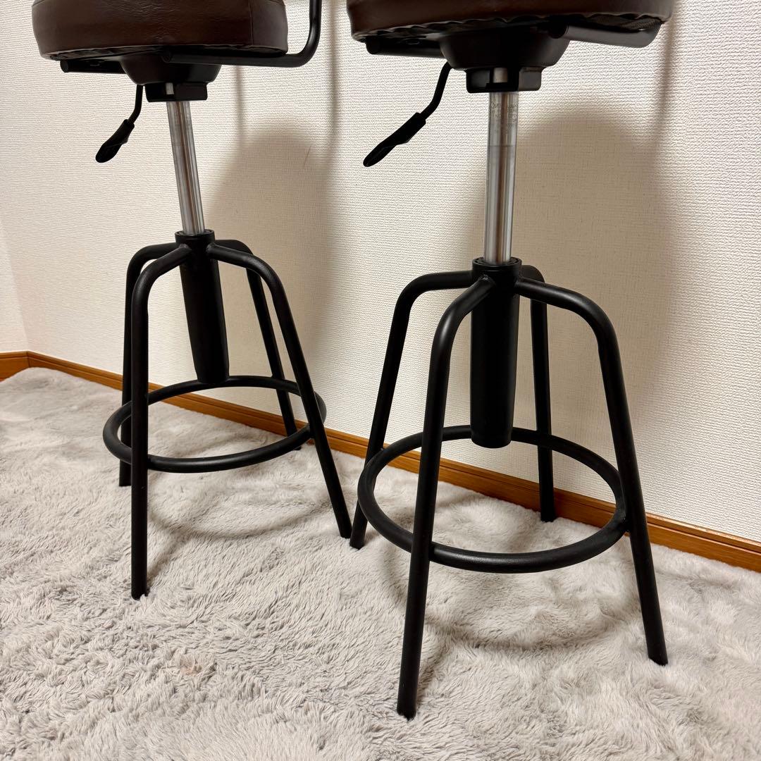 【田中　太郎】カウンターテーブル 昇降チェア 足置き ２脚セット