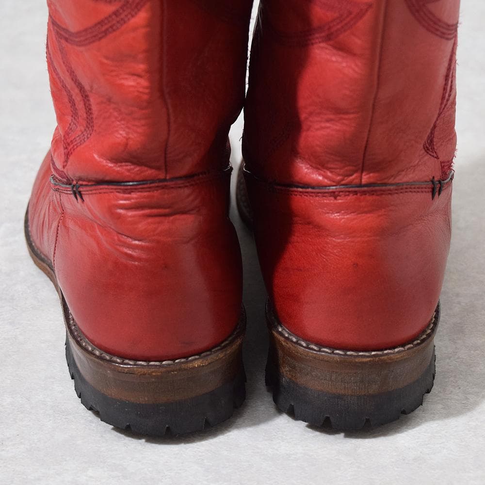 平成 y2k IZREEL ヘビ革 パイソン レザー ウエスタンブーツ 赤 44