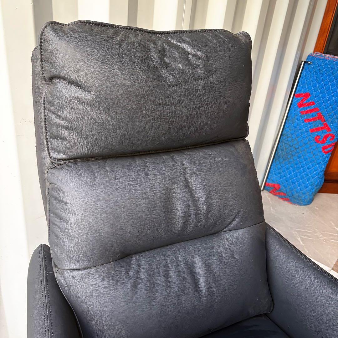 取付無料！ニトリ 2モーター 本革ダークグレー電動リクライニング