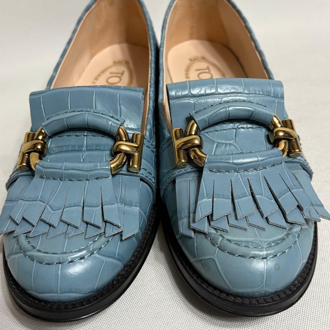 TOD'S トッズ クロコ型押し レザー キルトローファー T金具 - メルカリ