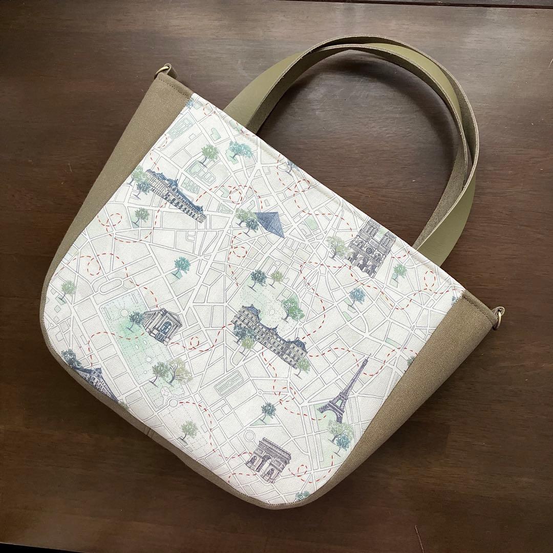 クロスステッチ❤︎本革持ち手トートバッグ サモイロフ ハンドメイド