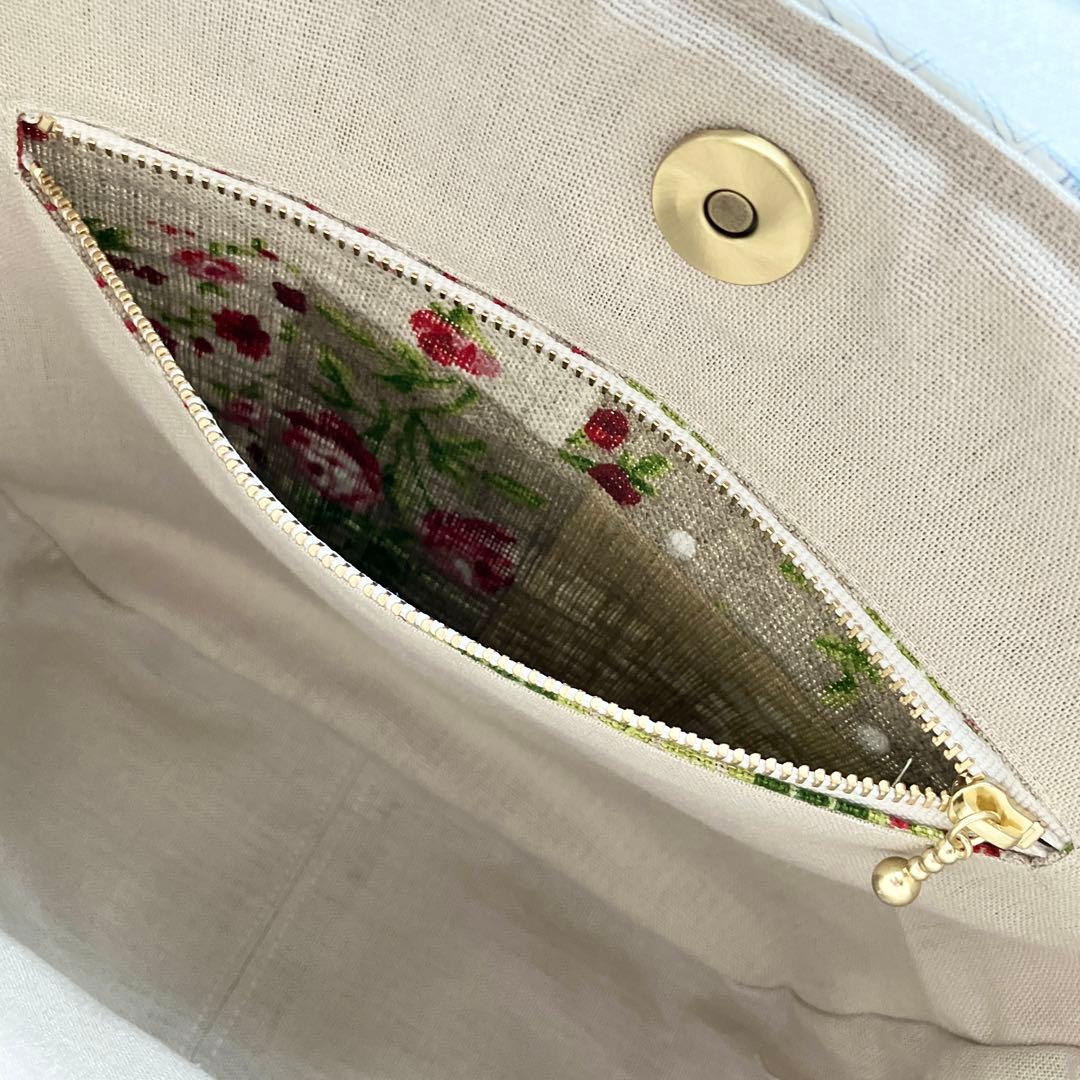 クロスステッチ❤︎本革持ち手トートバッグ サモイロフ ハンドメイド