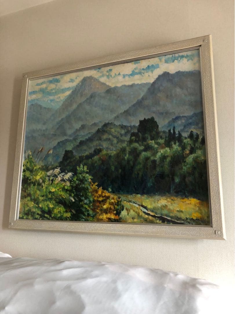 富山の画家・浅井景一作の油彩画　タイトル『焼岳の遠望』サイズF20号　本物 ≪国美協≫TOMOYUKI・友之、『紺碧の富士山』、油彩画、F6号：40,9×31