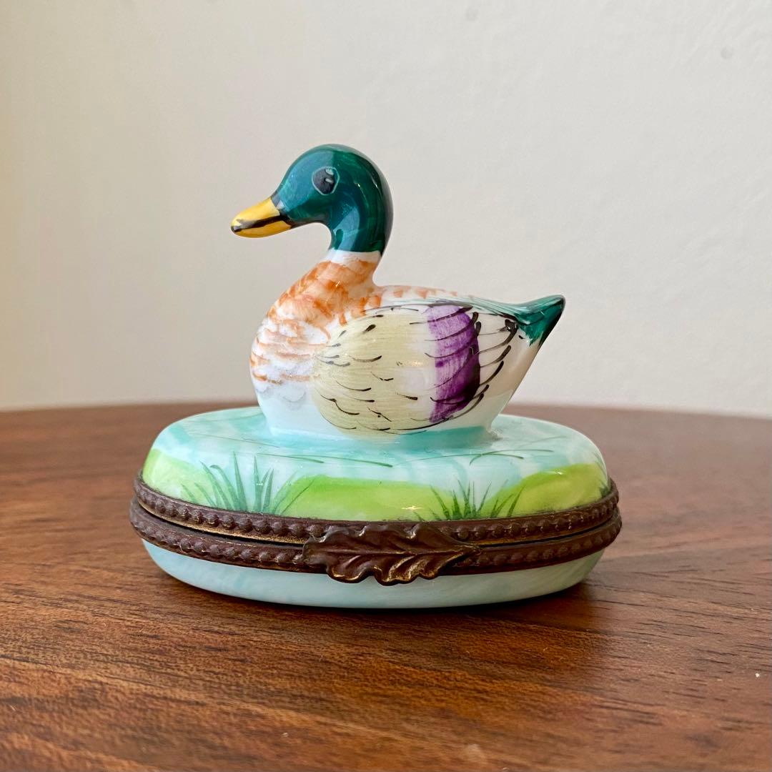 フランス ヴィンテージ リモージュ 手描 鴨 フィギュリン 小物入 ピルケース 3c7aa8979a645ce62b19f1bcb7ac6f