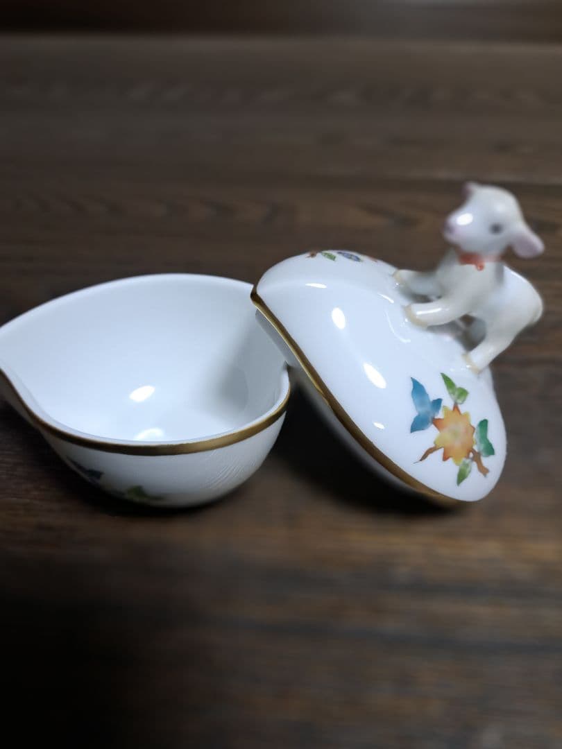 お値下) 新品 Herend 陶磁器 ひつじ ヴィクトリア ボンボニエール