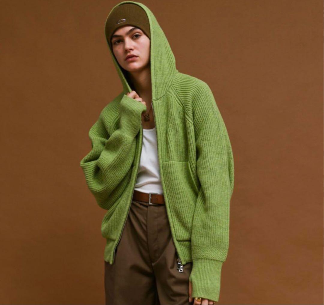 soerte ウールニットダブルジップフーディー グリーン - メルカリ