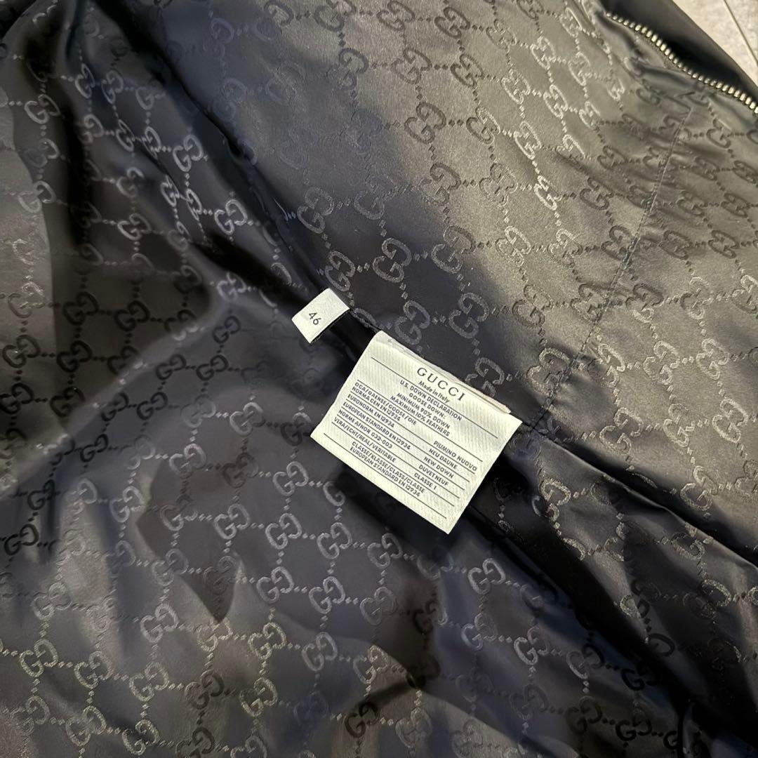 裏地総柄❗️】GUCCI ダウンジャケット ワッペンロゴ ブラック 46 M