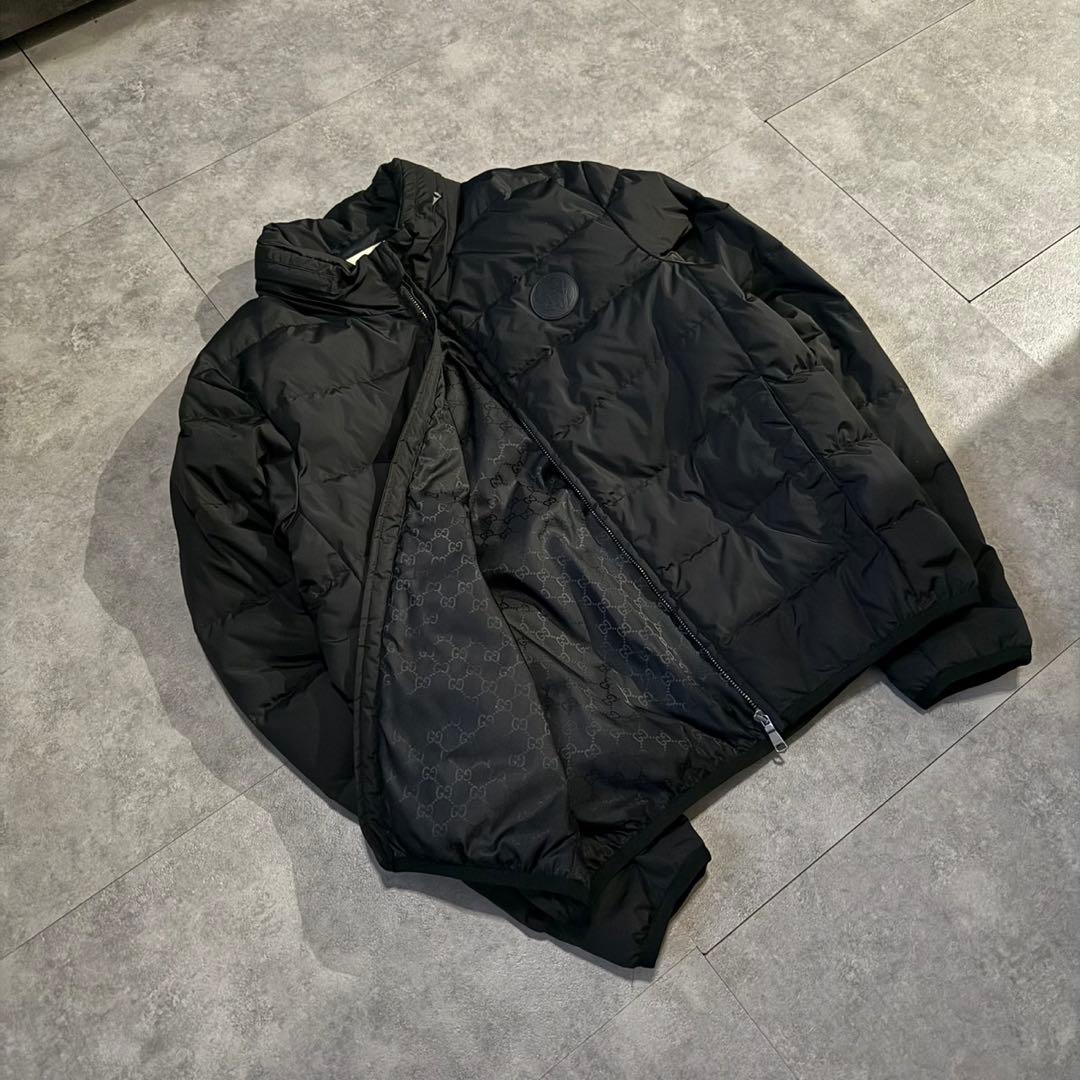 裏地総柄❗️】GUCCI ダウンジャケット ワッペンロゴ ブラック 46 M