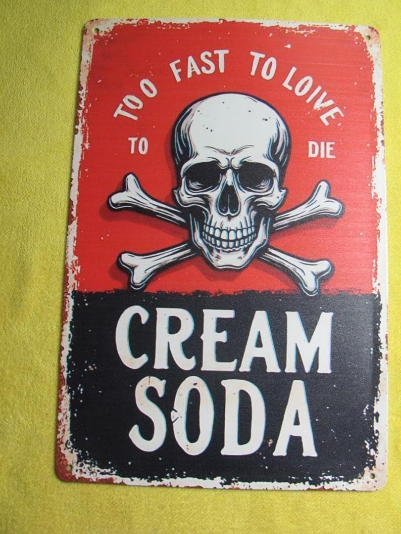 ブリキ看板 原宿クリームソーダ ドクロ スカル 骸骨 ウォールアート